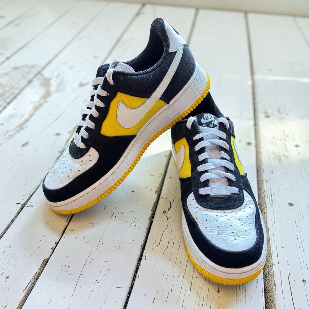 Nike Air Force 1 Low Black Yellow White Sneakers Men’s Size 8 AF1 Colorblock